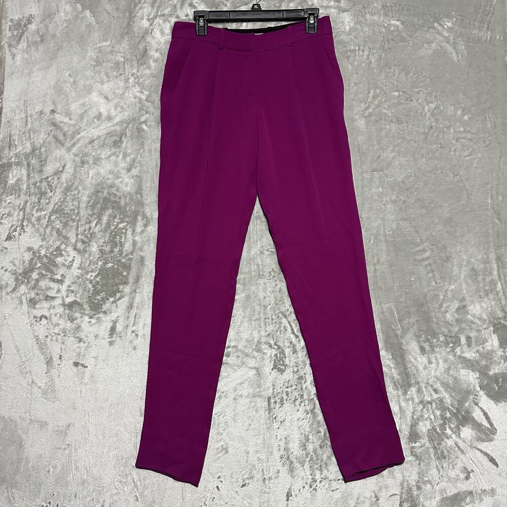 Diane Von Furstenberg Jacques Cady Crepe Pants Womens Size 2 Purple Tapered EUC